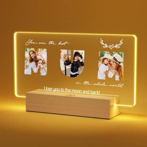 Personalized Photo Engraved Night Lights: Unique Presents for Mum this Christmas, Birthday, or from Sons and Daughters.