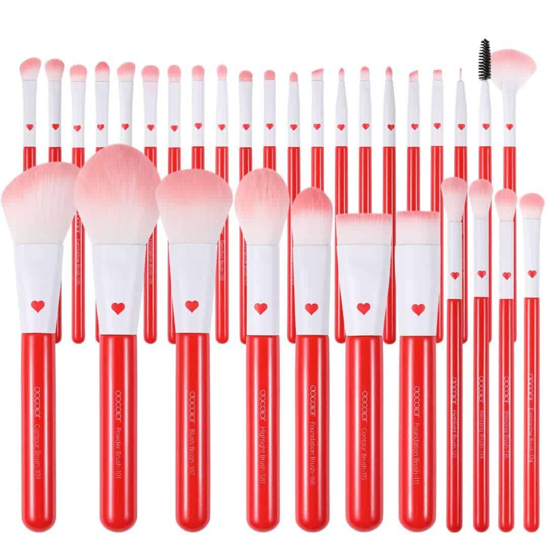 Docolor Makeup Brushes 32Pcs Professional Makeup Brush Set Premium Synthetic Make up Brushes for Foundation, Contouring, Eye Shadow Blending, Blushing Perfect Make Up Gifts for Women-Love Series