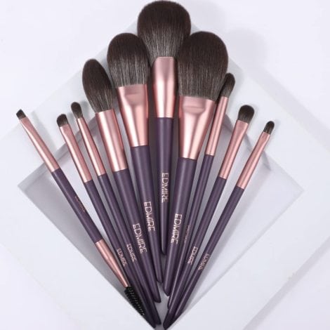 EDMIRE 10pcs Makeup Brush Set with Face Foundation, Eye Makeup and Eyebrow brushes, plus a Makeup Bag. Ideal gift for women on special occasions.