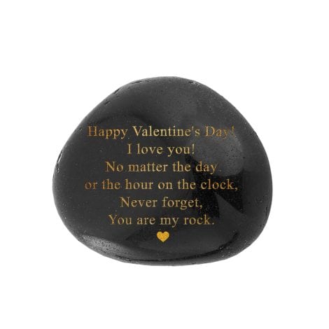 Lev’s Valentine’s Day Gift – Engraved Black Polished Pebble, a heartfelt gift for him or her.