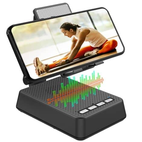 YMCRLUX Bluetooth Speaker Desk Phone Stand: Perfect gift for both ladies and gents, amplifies sound.