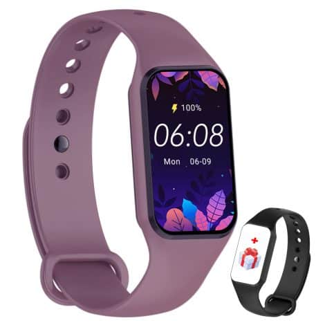 IOWODO Purple Smart Watch for Women and Men – Monitor Heart Rate, Sleep, and Fitness Activities.