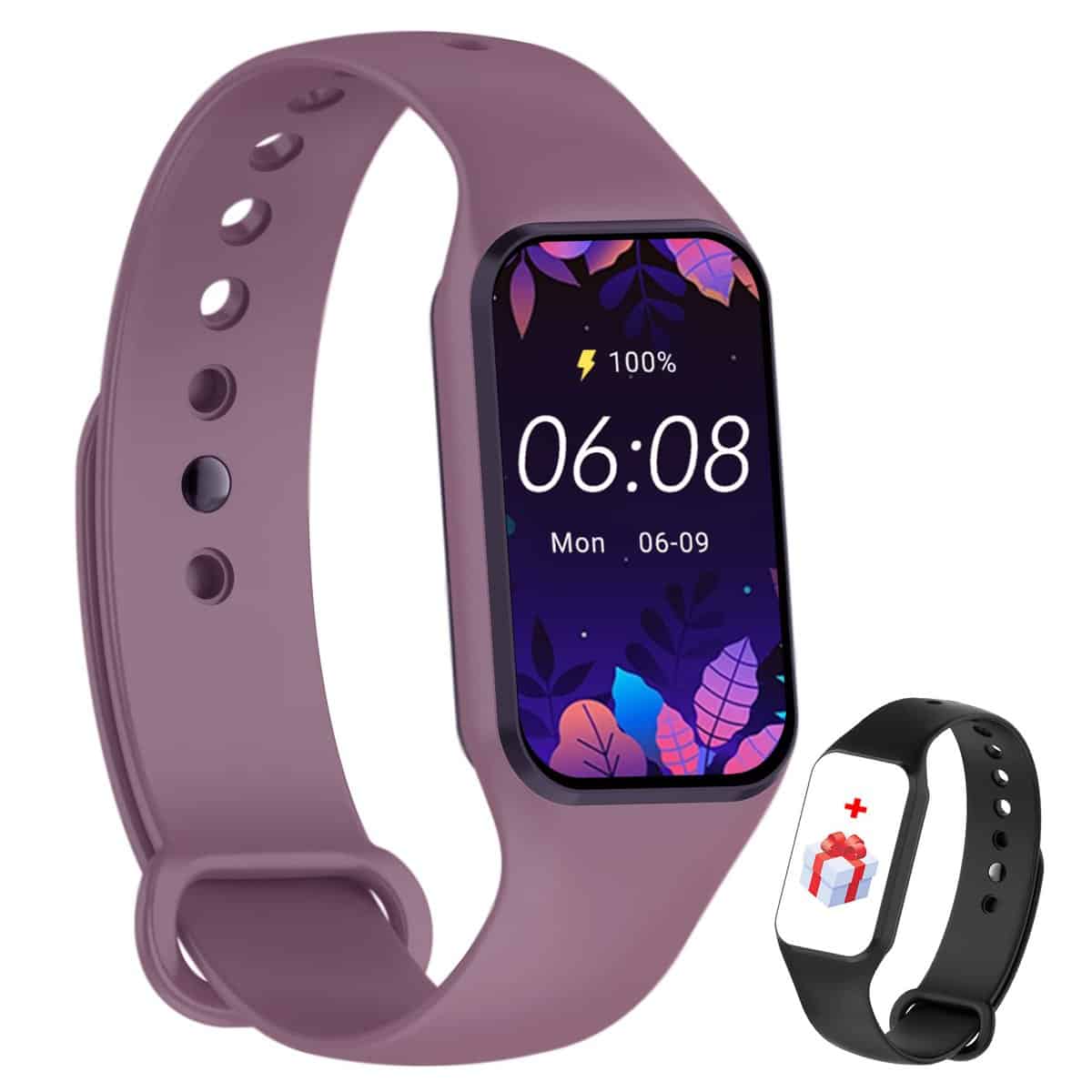 IOWODO Smart Watch Women Men, Fitness Watch with Heart Rate/Blood Oxygen/Sleep Monitor/Custom Dials, 5ATM Waterproof Step Counter Watch with 24 Sport Modes Fitness Tracker for Android iOS - Purple