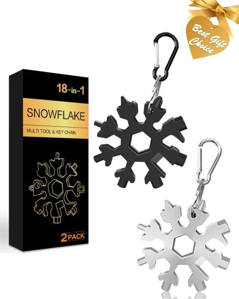 Christmas presents for men and women, a set of two 18-in-1 Snowflake Multitools, ideal for camping.