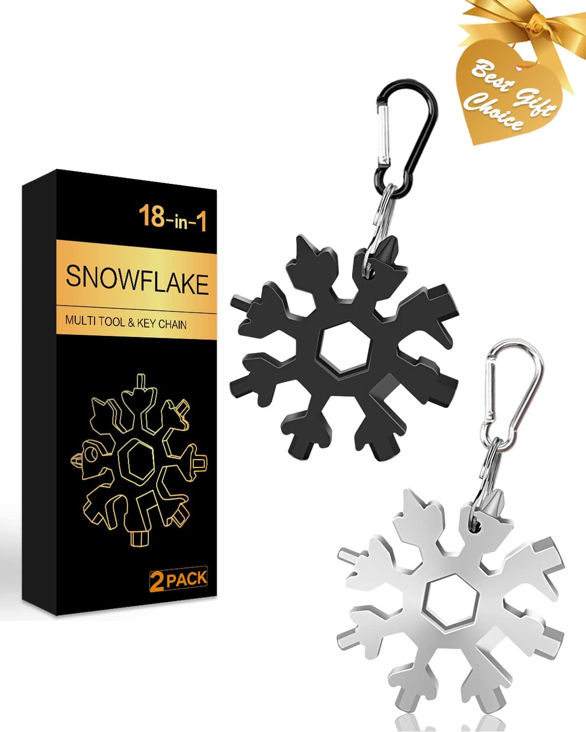 Gifts for Men,Stocking Fillers for Men Women,Mens Gifts for Christmas,2 Pack 18-in-1 Snowflake Multitool,Xmas Gifts for Him Dad,Mens Stocking Filler Gifts,Portable Camping Multitools