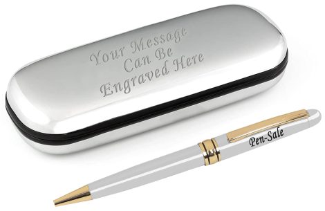 “Customize Your Style: Paul Clover Engraved Pen in Classy Chrome Case – Perfect Gift for Any Occasion!”