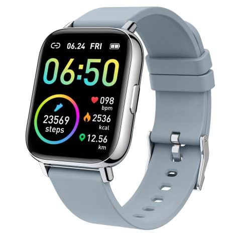 “Stay fit in style with the Smart Watch, an advanced 1.69″ touch screen fitness tracker with heart rate and sleep monitor.”