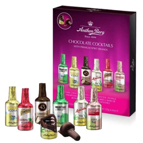 Anthon Berg Liqueur Chocolate Selection – Miniature Alcohol Bottles in Luxury Dark Chocolate. Perfect for Christmas!