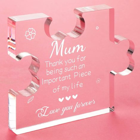 “Funny Gifts for Mum: Personalized Acrylic Block Puzzle, a charming table decoration for Mother’s Day or birthday.”