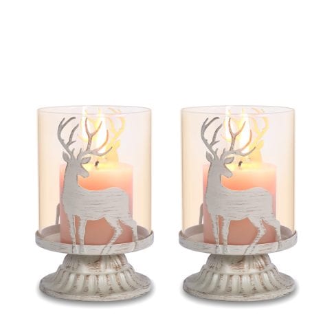 Vintage Metal Deer Candle Holders, perfect for Christmas and Valentine’s Day decor.