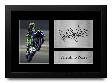 Valentino Rossi MotoGP Signed Print Display – Perfect FRAMED A4 Gift of Superbikes for fans!