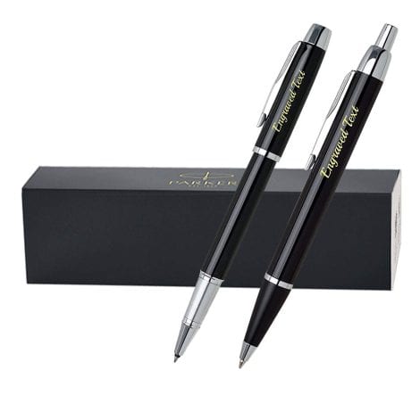 Custom Engraved Parker IM Pen & Rollerball Set, Black Ink – Ideal Christmas Gift for Both Genders!