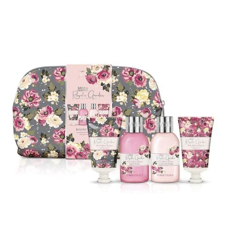 Royal Garden Luxury Wash Bag Set featuring Rose, Poppy & Vanilla scents – Vegan friendly.