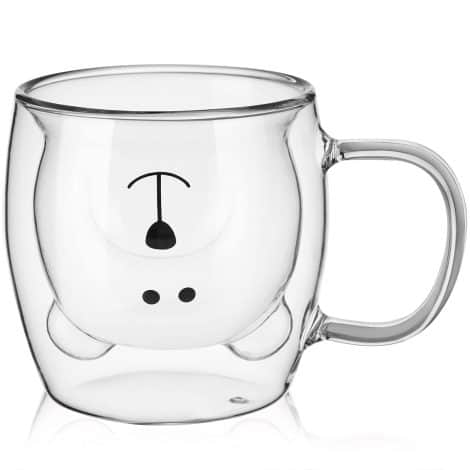 Adorable Bear Glass Mug for Tea, Coffee, or Beer. Insulated, with a handle – Great gift!