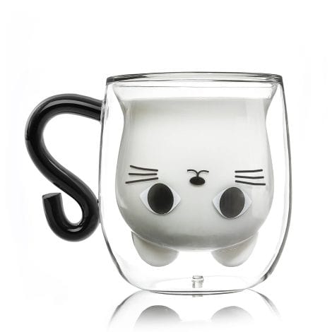 Adorable Purrfect Kitty Mugs, Insulated Glass Cups, Ideal Gifts for Her, Birthdays, Valentines, Christmas.