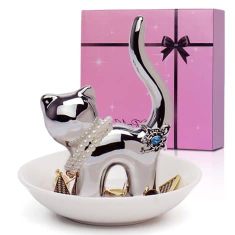 FORAGIFT Ceramic Cat Ring Holder is the perfect present for cat lovers, mums, sisters, aunts, girlfriends, and special occasions.