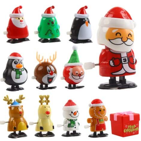 12 festive wind-up toys for children’s Christmas stockings: DIYASY Christmas Wind Up Toys 12 Pack.