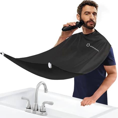 Black DOEPSILON Beard Bib Apron – Catch and contain beard hair during shaving and trimming.