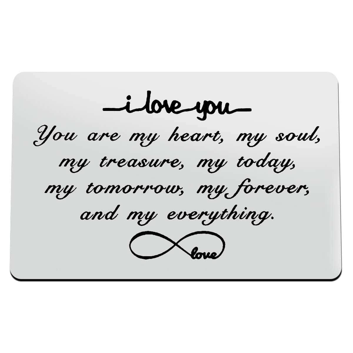 Engraved Wallet Insert Card Gifts Anniversary Card Gifts I Love You Forever Couples Gifts Soulmate Gifts for Him Her Birthday Gifts for Boyfriend Husband Valentine's Gifts for Men Christmas Presents