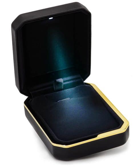 Luxury Black Necklace Pendant Box with LED Light & Velvet Interior – Ideal for Gifts, Display, or Storage.