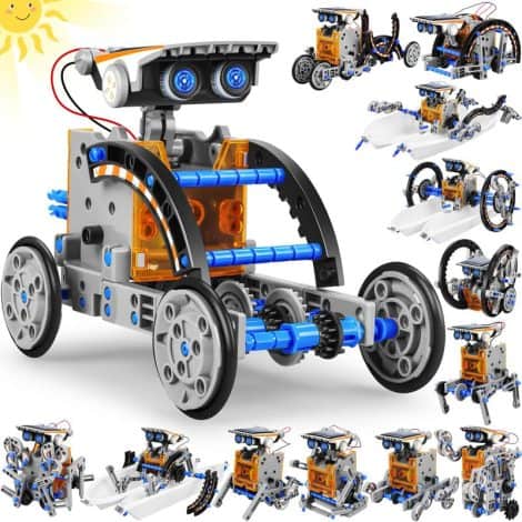 STEM 13-in-1 Solar Power Robots Creation Toy: Educational DIY Robotics Kit for Boys and Girls (Blue).