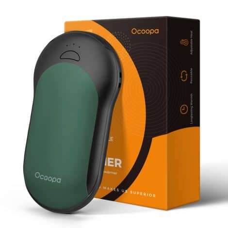 OCOOPA WarmTech HandWarmer, a 10000mAh rechargeable electric hand heater for camping, hiking, golf, and more. Enjoy warmth up to 14 hours!