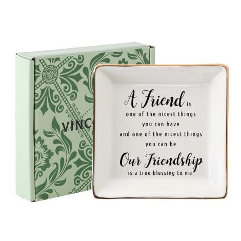 VINCOMIC Ceramic Ring Dish – Delightful Friendship Trinket – Perfect Birthday Gift for Special Female Friends.