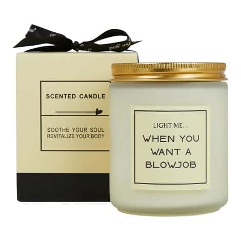 Humorous scented candles with jasmine aroma, ideal for male partners, husbands, boyfriends. Great for anniversaries, celebrations, and occasions.