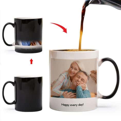 Customisable Color Changing Mug with Photo and Text; perfect Funny Christmas or Halloween Gift for loved ones.