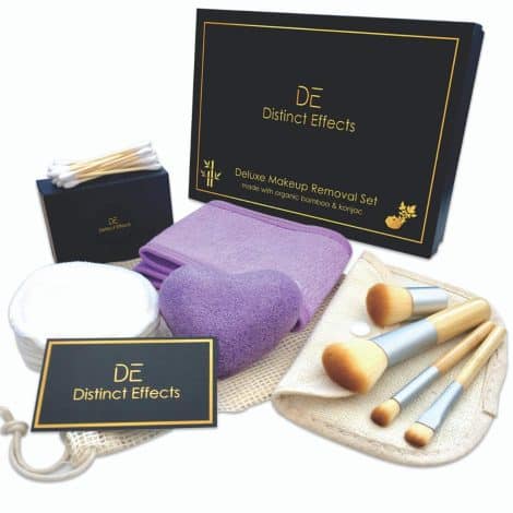 “Indulgent Makeup Remover Set for Her – Luxury Bamboo Cotton Pads, Buds, Brushes, and Konjac Sponge”