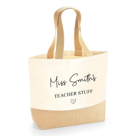 Customisable Teacher Bag with Personalised Name, Perfect for Teacher Gifts or Thank You Presents.