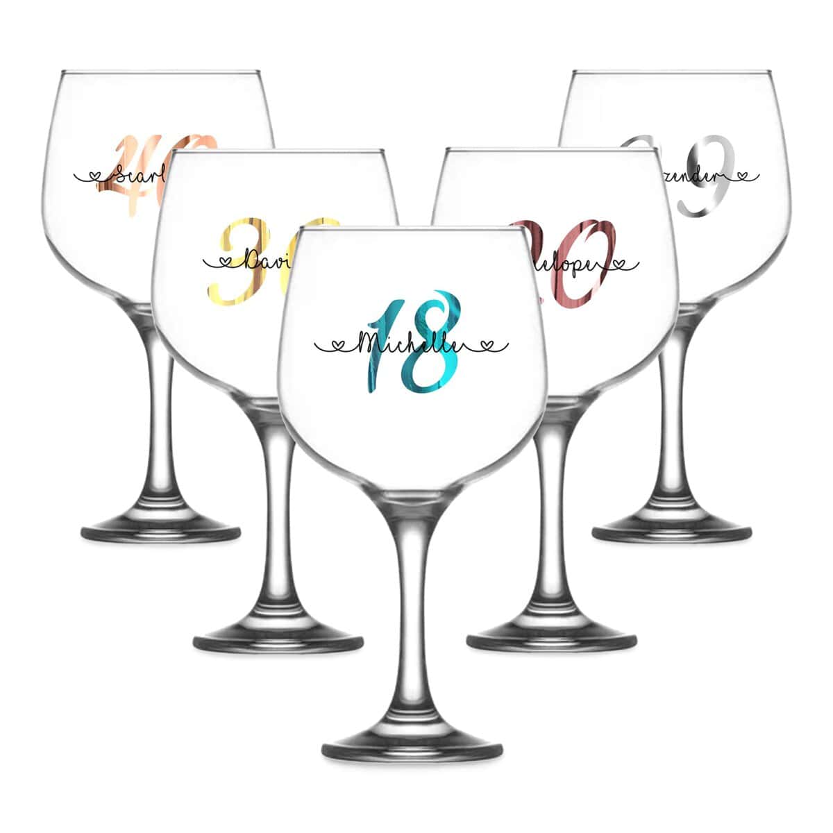 Print Maniacs Personalised Birthday Gin Glass Any Age Name Gifts for Her Girl Women Large 700ml Balloon Cocktail Wine Glass 18th 21st 30th 40th 50th 60th 70th 80th Party Present