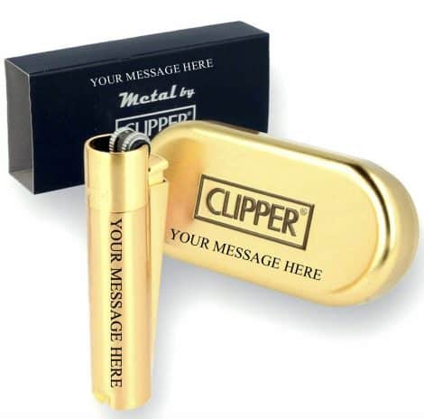 Exclusive – Clipper Lighter ® Deluxe Engraved Gold Metal – Free Engraving for Special Occasions – Gold