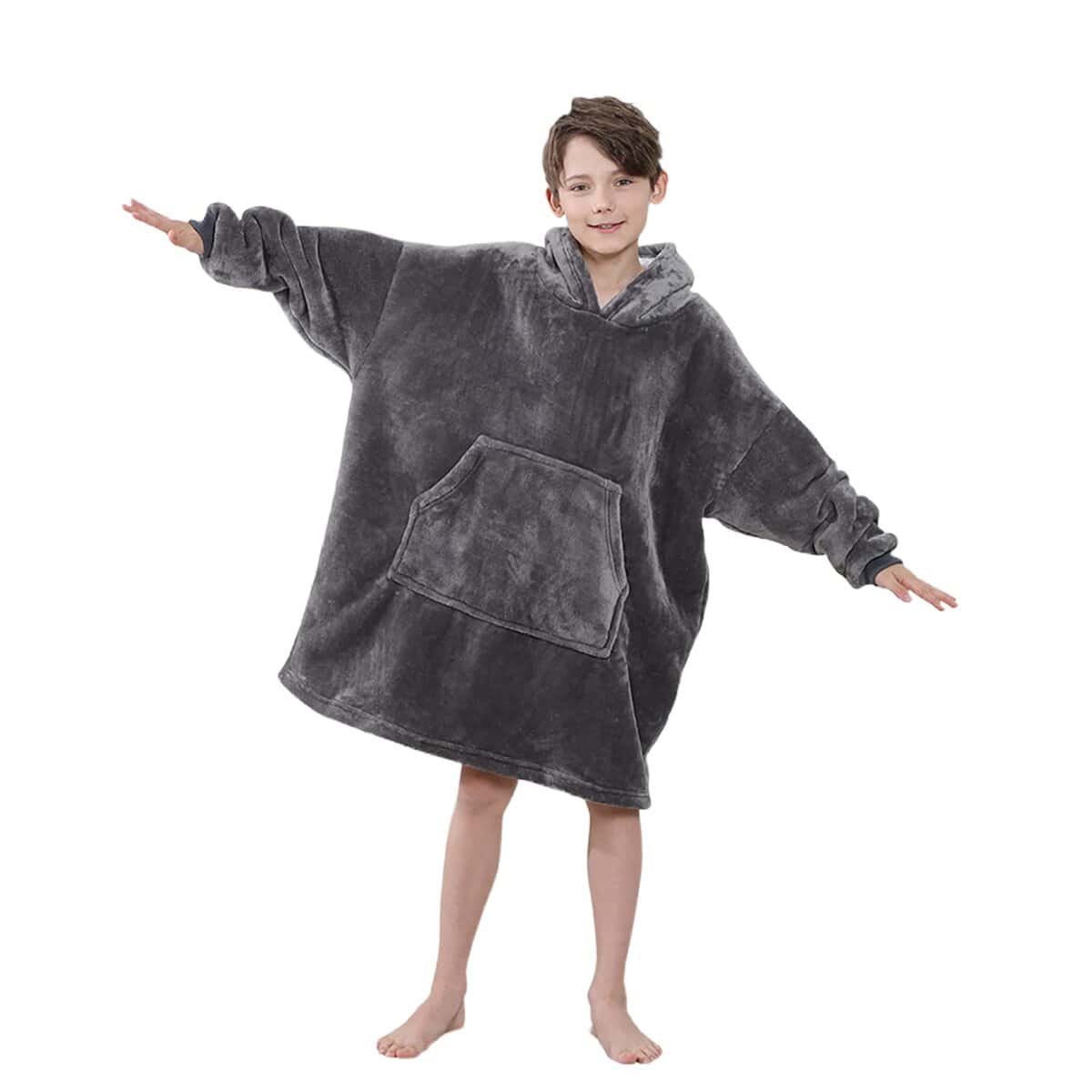 Kids Giant Blanket Hoodie, Oversized Hoodie Blanket for Girls Boys, Soft Wearable Blanket Hoodie, Warm Hooded Blanket with Sleeves for Teen Girl Boy, One Size Grey