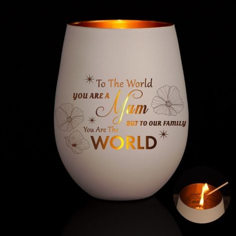 Glass Tea Light Candle Holders for Mum, Engraved Unique Home Decor, Ideal Gifts for Christmas or Birthday.