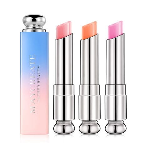 Three sets of color-changing lip balm, tinted jelly lipstick, and nutritious moisturizer for natural lip protection. Perfect gift for teenage girls.