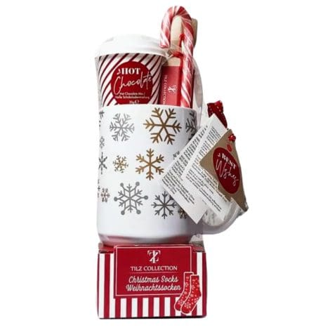 Vegan Hot Chocolate Gift Set – Indulgent treat with hot chocolate, marshmallows, candy canes & a travel cup. Perfect for anyone!