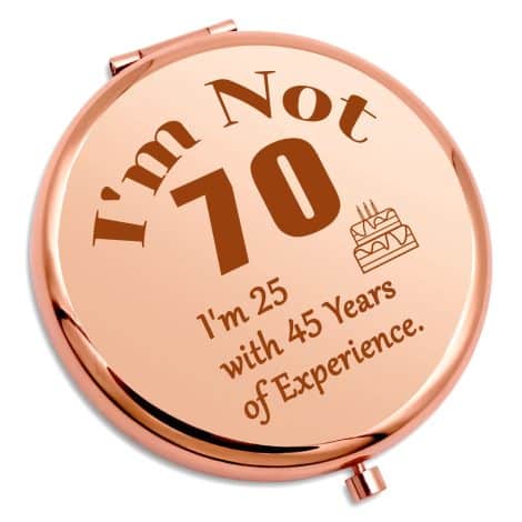 Rose Gold Compact Mirror: Special 70th Birthday Gift for a Woman, Grandma, Mom, or Wife, Perfect for Travel and Everyday Use.