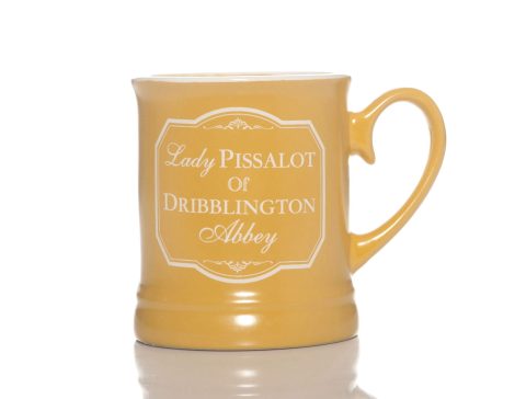 Boxer Gifts Lady Pissalot Hilarious Mug for Women | Inappropriate Secret Santa for Partner, Mum, or Co-worker, Yellow/White.