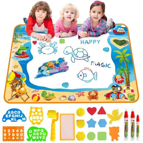 Large Mess-Free Water Doodle Mat – Learn and Create with Magic Pens and Stamp Set – Perfect Gift!