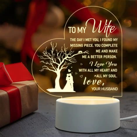 “Wife’s Wondrous Gifts: Illuminate her world with LED Night Light, Birthday Card & Present for Christmas!”