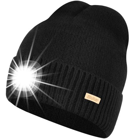 Blukar Rechargeable Lighted Beanie Cap – A super bright LED torch hat perfect for winter, ideal for men, women, and dad.