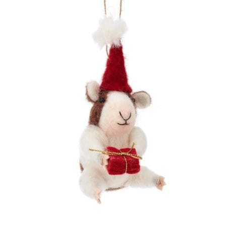 Christmas Hanging Felt Decoration featuring adorable guinea pig, crafted by Sass & Belle.