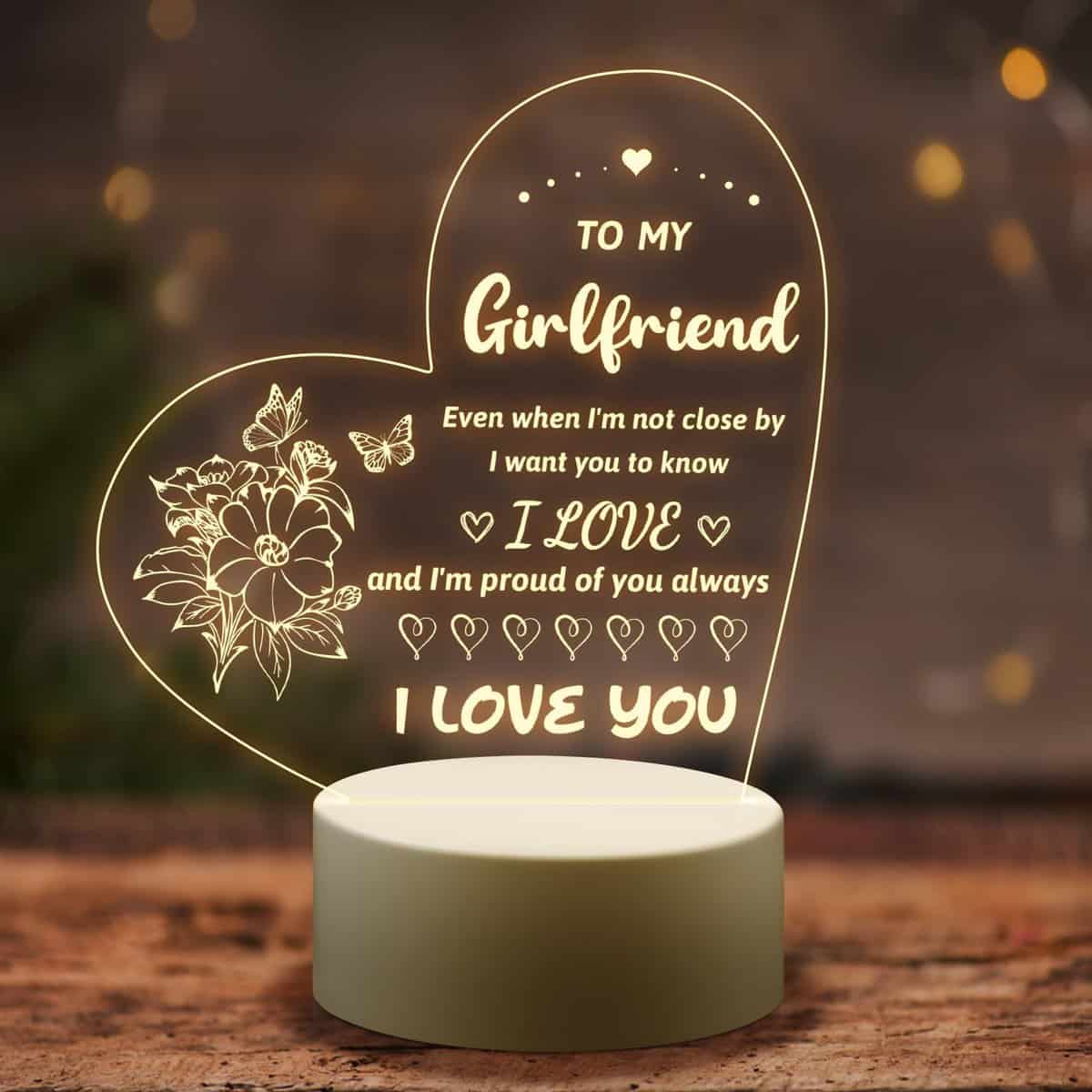 PRSTENLY Christmas Gifts for Her, To My Girlfriend Night Light Romantic Presents, Girlfriend Gifts for Birthday Valentines Anniversary Christmas