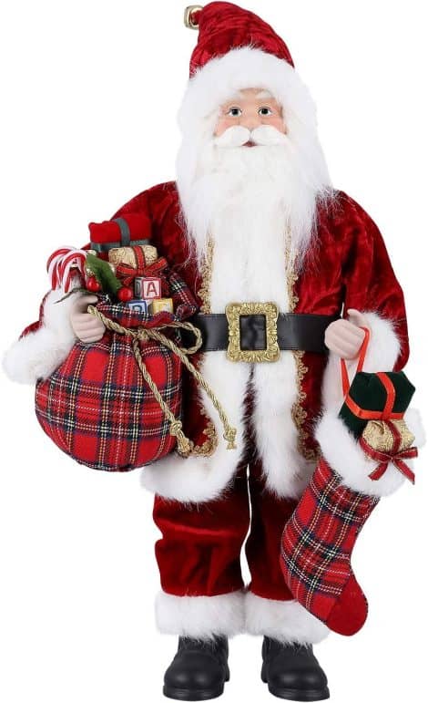 Christmas Santa Claus Statue and 18″ Santa Claus Ornaments for Festive Home Decor this Christmas.