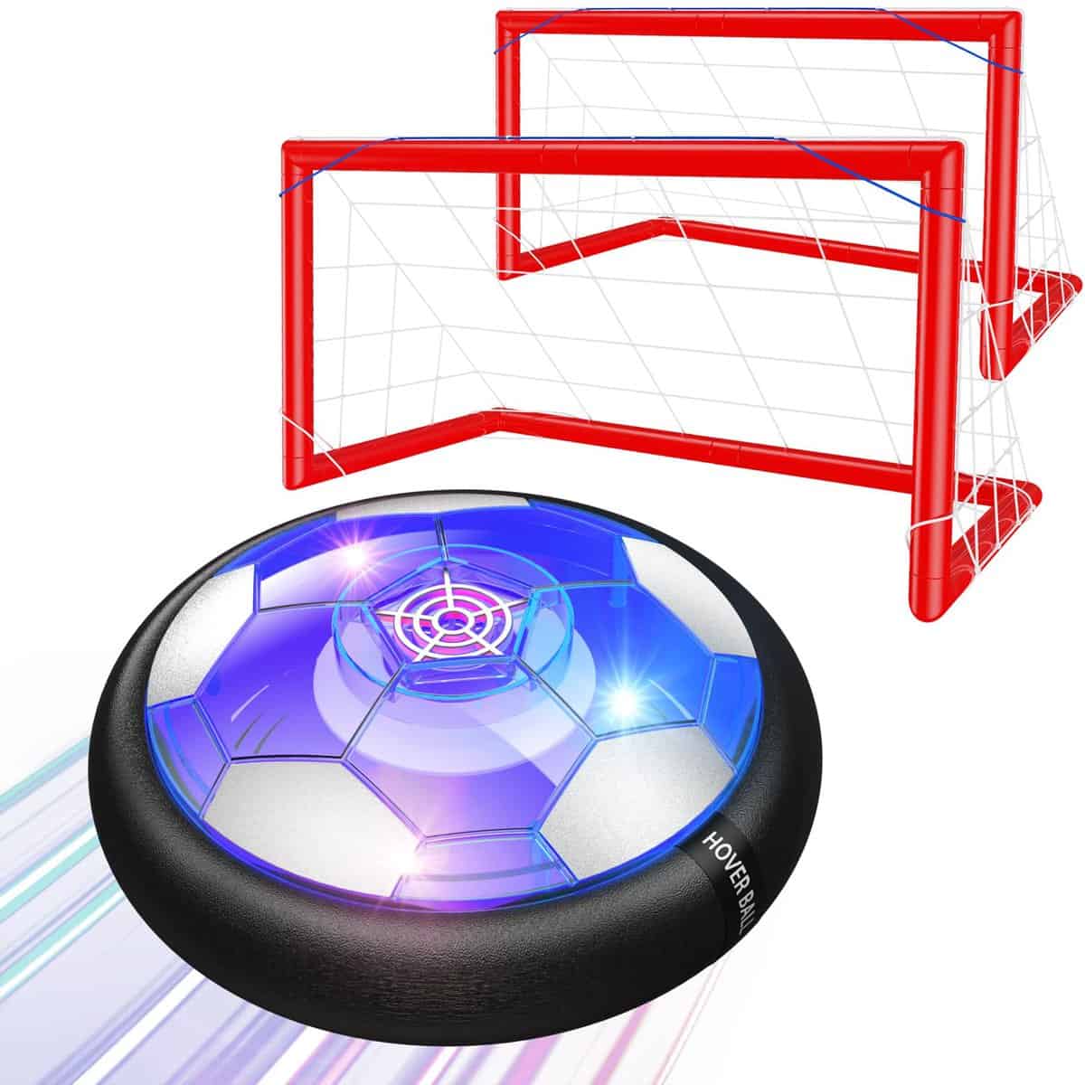 Kids Toys Hover Football set with 2 Goal, Rechargeable Soccer Ball with LED Lights and Safe Foam Bumper, Air Power Soccer Hover Ball for 3 4 5 6 7 8-12 Years Old Boy Girl Indoor Outdoor Games