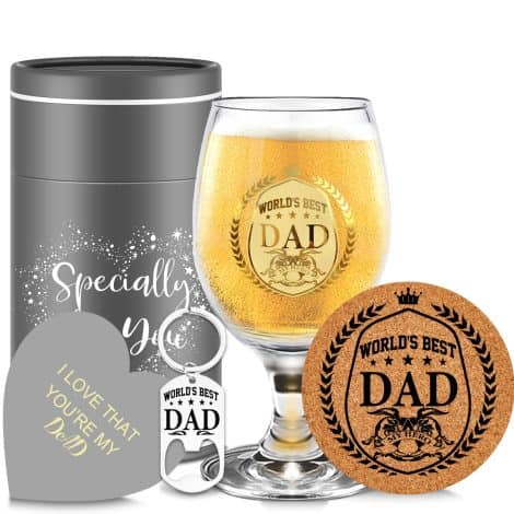 Gifts for Dad – Personalized Beer Glasses and Wine Glass for Birthdays, Father’s Day, and Christmas.