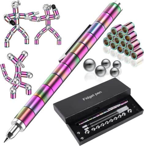 Waksox Magnetic Fidget Pen – Multicolor Metal Ballpoint Pen, a perfect gift for ages 8-12.