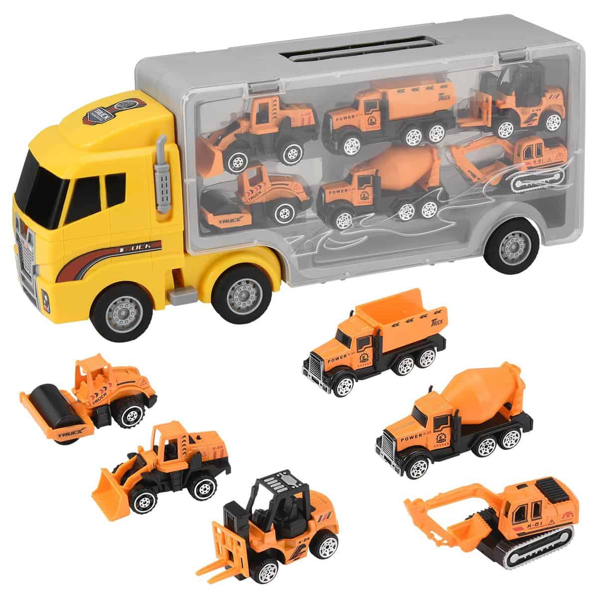 Construction Toys For 3 4 5 6 Year Old Boys,7 in 1 Track Digger Toy Cars for Kids Boys Age 3+,Tractor Toys Cars Gift for Toddlers 3 Year Old Boys and Girls