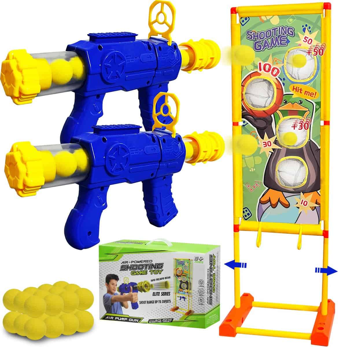 EXTFANS Shooting Games Toys for 6-15 Year Old Boys Girls, Set with 2 Popper Guns and 24 Foam Balls, Zombie Moving Shooting Targets Gifts for Kids (Duck pattern)